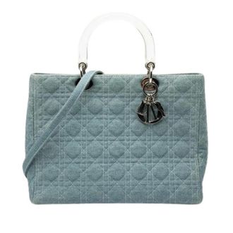 Dior Pre-owned Lady Dior Satchel - Dames - Pre-owned - Blauw - Maat: ONE Size Denim