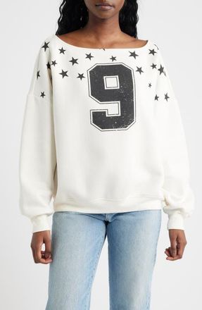 Vinyl Icons Nine Stars One Shoulder Graphic Sweatshirt in Marshmallow at Nordstrom, Size X-Small
