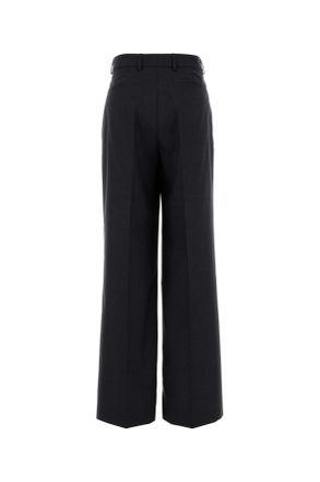 Gucci Womens Charcoal Wool Wide-Leg Pant Grey T Woolmother Pearl Pantaloni