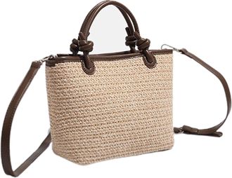 Generic Straw Crossbody Bag for Women, Multifunctional Shoulder Handbag with Adjustable Strap, Casual Brown Woven Bag