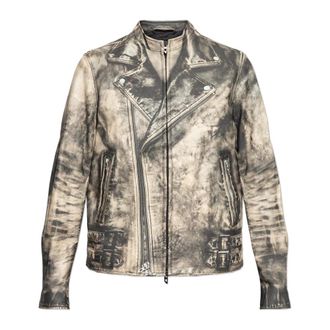 Diesel L-Tad-Print Leren Jas - Heren - Leren en Su&egrave;de Jassen - Beige - M - Leer - Jassen
