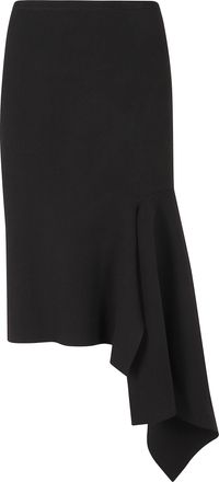 Essentiel Black Asymmetrical Draped Viscose-Blend Midi Skirt