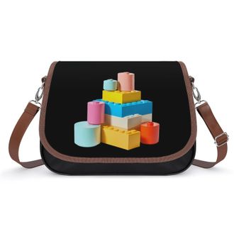 Generic Blocks Colored Crossbody Bags for Women Fashion Leather Shoulder Handbags With Adjustable Strap