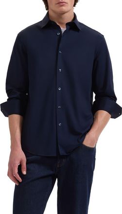 Bugatchi OoohCotton Solid Button-Up Shirt in Navy at Nordstrom, Size Xxx-Large