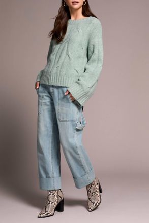 Tribal Cable-Knit Textured Crewneck Sweater In H Silverpine-3276