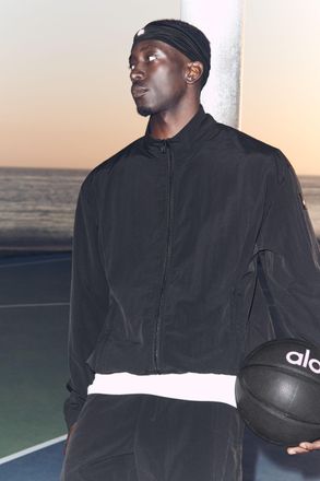 Alo | Takeaway Track Full Zip Jacket in Black, Size: Medium