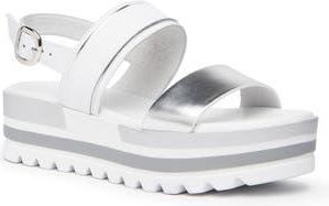 Nero Giardini Double-Band Platform Slingback Sandal in White/Silver at Nordstrom Rack, Size 11Us / 41Eu