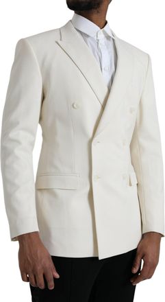 Dolce & Gabbana Mens White Wool Martini Double Breasted Blazer Virgin Elastane Clothing