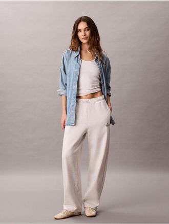 Calvin Klein Jeans Calvin Klein Womens Monologo Fleece Barrel Pants - Grey - XL