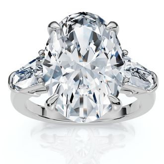 Pompeii3 Certified 4 1/3Ct Oval & Baguette Diamond Engagement Ring 14k Gold/Pt Lab Grown