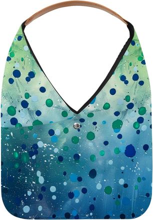 Generic Modern Abstract Raindrop Polka Dots Blue Green (5) Reusable Lightweight Grocery Bags - Foldable Into Compact Pouch, Washable & Sturdy, Multipurpose fo