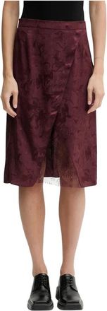 Zadig&Voltaire Patroonrok van Zijde - Dames - Midirokken - Rood - S - Rokken