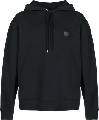 Maison Kitsuné fox-motif cotton hoodie - men - Cotton - L - Black