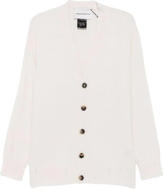 Amaranto V-hals Cardigan - Heren - Vesten - Wit - L - Katoen - Truien & Vesten