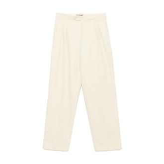 Twinset Straight Trousers, female, Beige, XS, Beige Elegant Trousers with Pinktuck Detailing