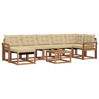 vidaXL Conjunto De Sof&aacute;s De Exterior Con Coj&iacute;n 8 Pcs Natural Y Beige Vidaxl