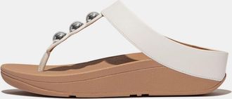 FitFlop Dames Fit Flop Fino teensandalen met spiegelende koepel van leer in wit