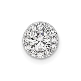 Diamond2Deal 14K White Gold Lab Grown Diamond Round Halo Chain Slide Pendant (0.51ct, VS, G-H)