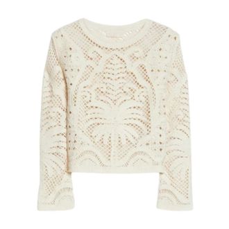 iBlues Round-neck Knitwear, female, Beige, Size: L Maglia Ricamata
