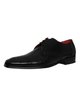 Jeffery West Gepolijste Leren Brogue Schoenen, Zwart