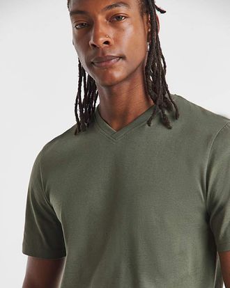Jacamo Pure Cotton V Neck T-Shirt Long