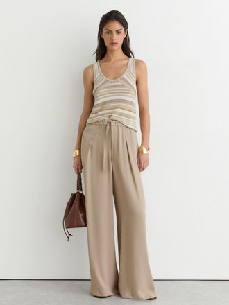Reiss Neutral Drawstring Wide-leg Trousers, 04R