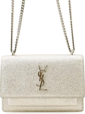 Saint Laurent Champagne Gold Leather Chain/Shoulder Wallet (Pre-Owned)