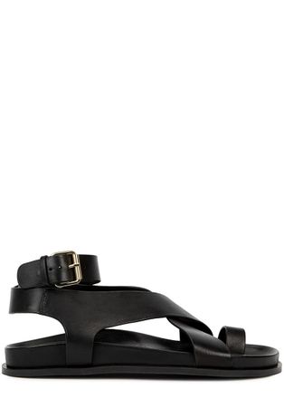 A.Emery Jalen Leather Sandals - Black - 5