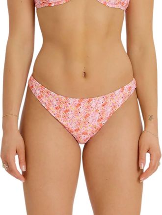 Something Navy Floral Low Rise Bikini Bottoms In Pink Combo