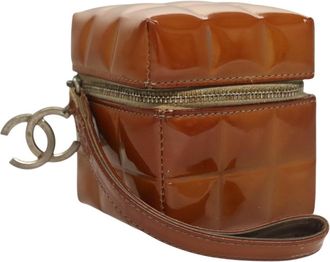 Chanel Rubiks Cube Wristlet Quilted Patent Brown Patent_Leather Bag (Pre-Owned)