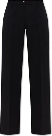 Dolce & Gabbana Wollen geplooide broek - Dames - Straight fit broeken - Zwart - S - Wol - Broeken