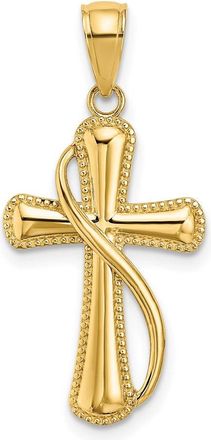 Diamond2Deal 14k Yellow Gold Cross With Drape Charm Pendant