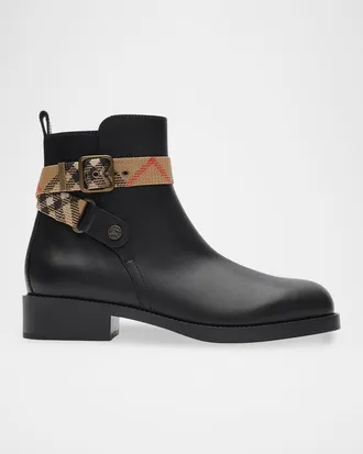 Burberry Huntley Leather Ankle Boots