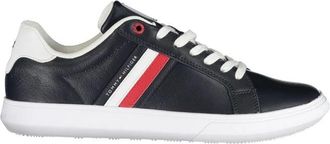 Tommy Hilfiger Strakke sneakers met veters en contrasterende details - Heren - Sneakers - Blauw - 40 EU - Leer - Schoenen