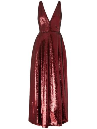 Genny sequin-embellished maxi dress - Red