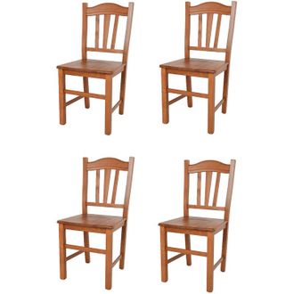 Tommychairs Tommychairs - Set 4 sedie modello Silvana per cucina bar e sala da pranzo, robusta struttura in legno di faggio color noce chiaro e seduta in paglia