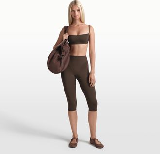 Nike Womens SKIMS Matte V-Panel 17 Cropped Leggings in Brown | PTLEG9494W-DSP