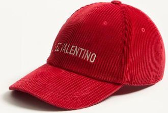 Valentino Garavani Baseball Cap Chez Valentino In Velluto Con Ricamo Uomo ROSA/BURRO 58
