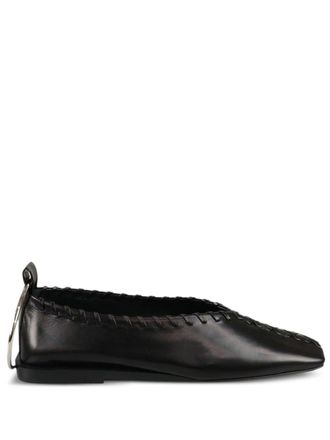 Jil Sander Leren ballerinas - Zwart