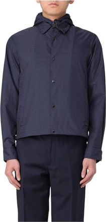 Emporio Armani Hooded Button Front Jacket - Heren - Zomerjassen - Blauw - XL - Jassen