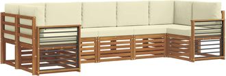 vidaXL Conjunto De Sof&aacute;s De Exterior 7 Uds. Natural Y Crema Vidaxl