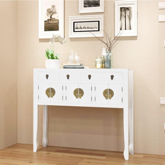 vidaXL Aparador De Estilo Chino De Madera Maciza Blanco Vidaxl