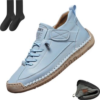 Generic Emiline Comfortable Orthopedic Sneakers, Womens Handmade Leather Comfy Shoes, Soft Comfort Orthopedic Support Boots (Sky Blue,12.5)