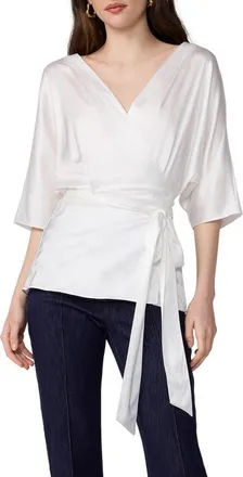 Diane Von F&uuml;rstenberg Amara Wrap Top in White at Nordstrom, Size X-Small