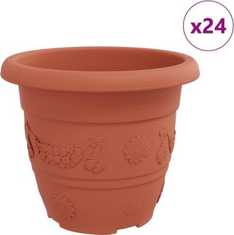 vidaXL Maceta Redonda Para Flores 24 Uds. Rojo Ladrillo &Oslash; 30 X 25 Cm Vidaxl