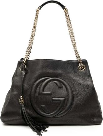 Gucci 2000-2015 Medium Leather Soho Chain tote bag - Black
