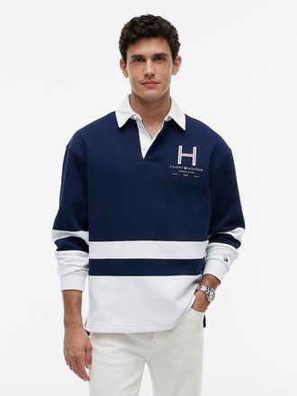 Tommy Hilfiger Mens Marina Club Logo Intechno Knit Rugby - Light Navy - XL