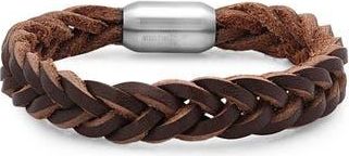 Steeltime Mens Braided Leather Bracelet in Brown at Nordstrom Rack