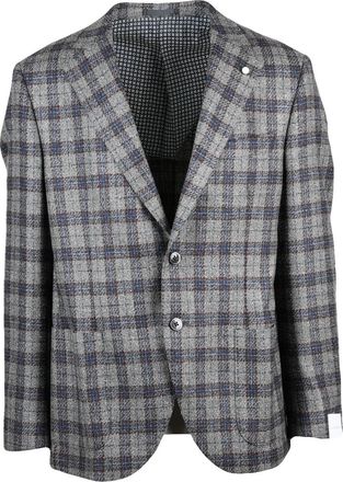 Lubiam Round Tailored Jacket in Bottle Green with Plaid Design