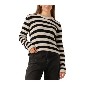 Y.A.S Beige Gebreide Pullover voor Vrouwen - Dames - Ronde hals truien - Veelkleurig - S - Katoen - Truien & Vesten